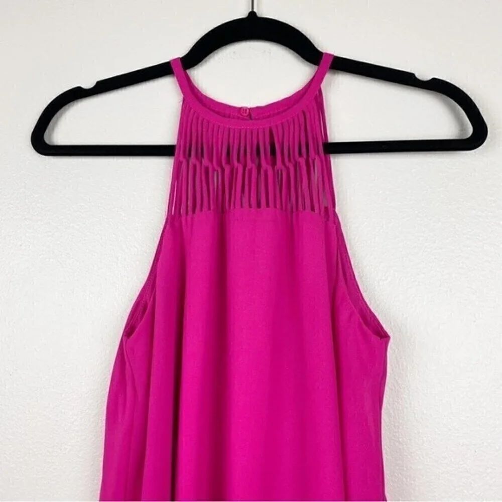 Lulu's Tell Me Fuchsia Swing Lightweight Flirty Swing Mini Dress Size S - Picture 4 of 10